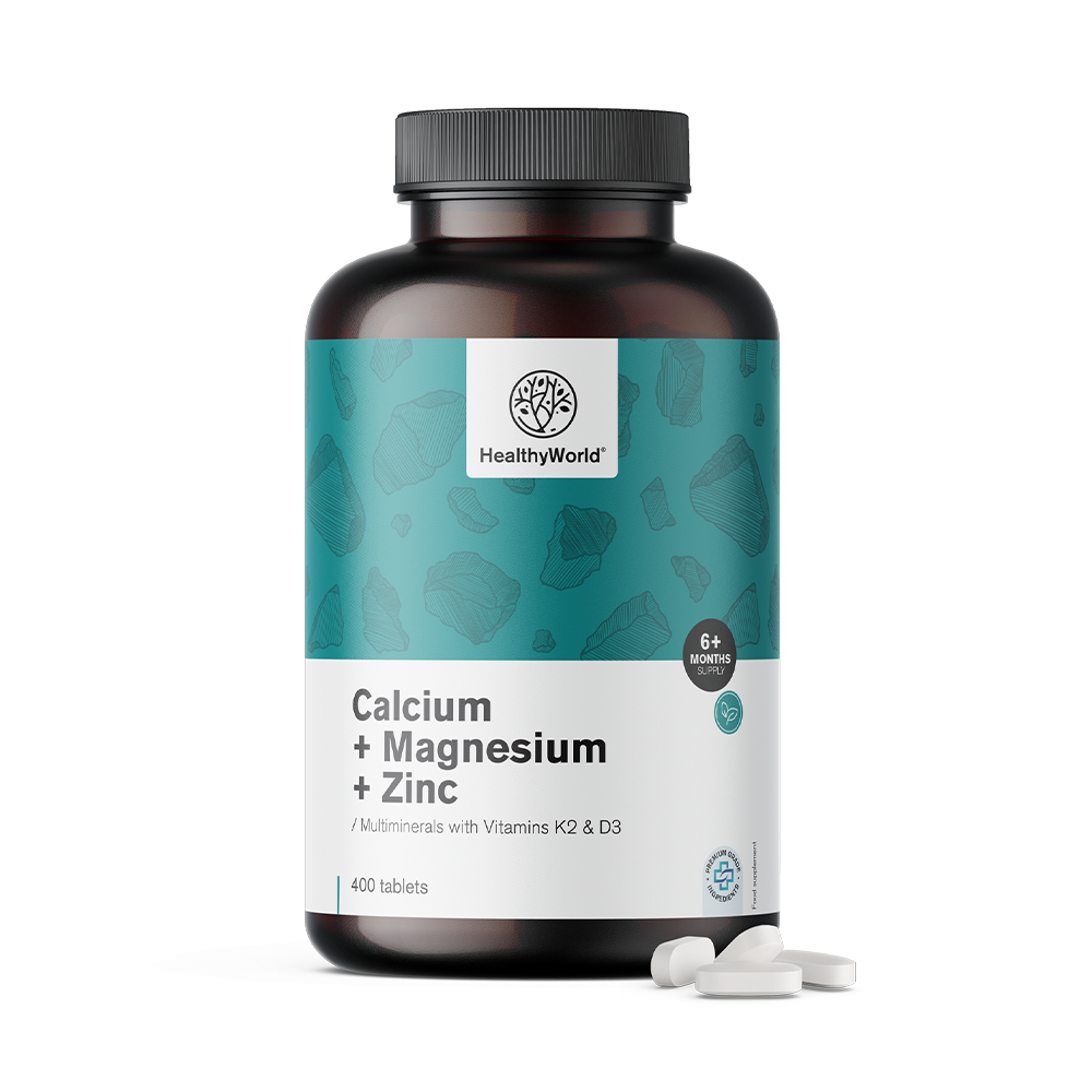 Calcium + magnesium + zinc in tablets for a year's supply.