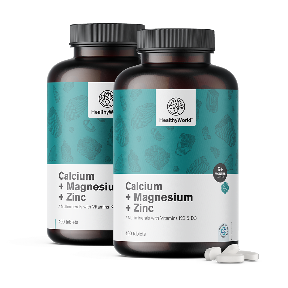 Calcium + magnesium + zinc in tablets for a year's supply.