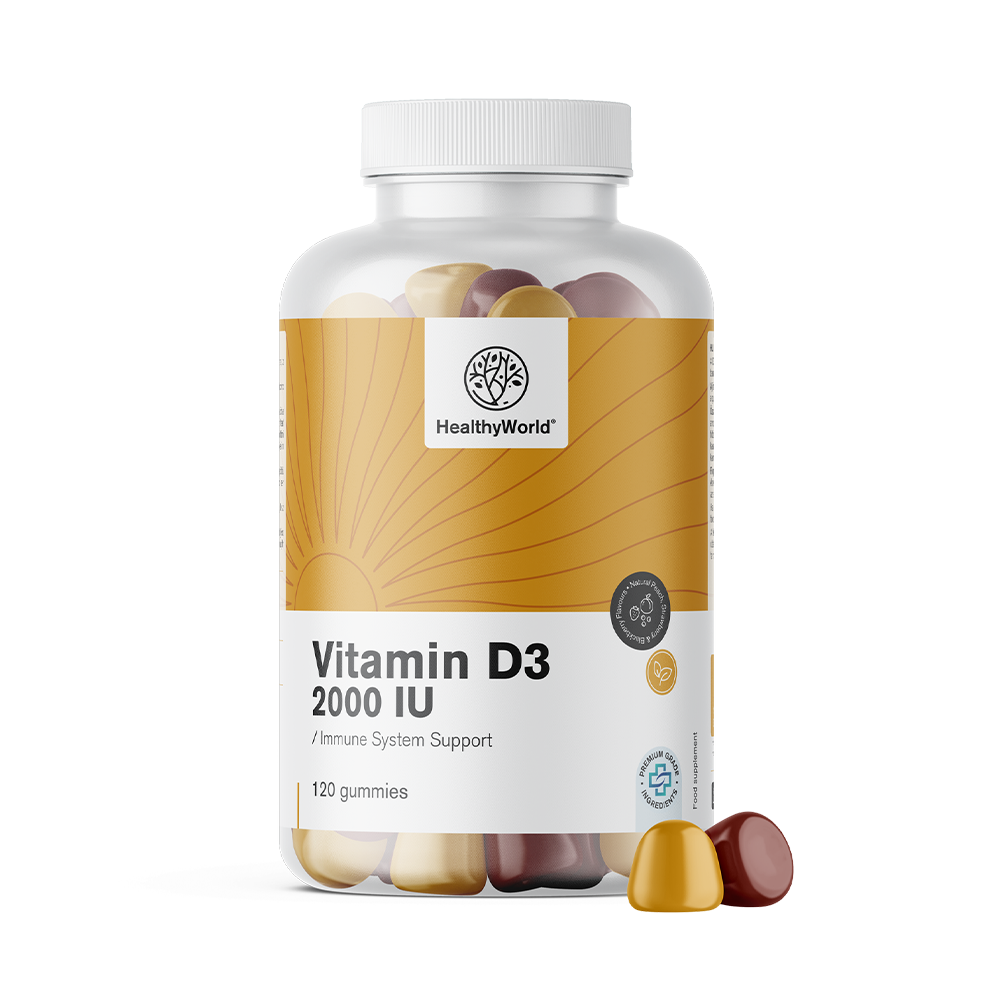 Vitamina D3 2000 i.e., sub formă de gumă.