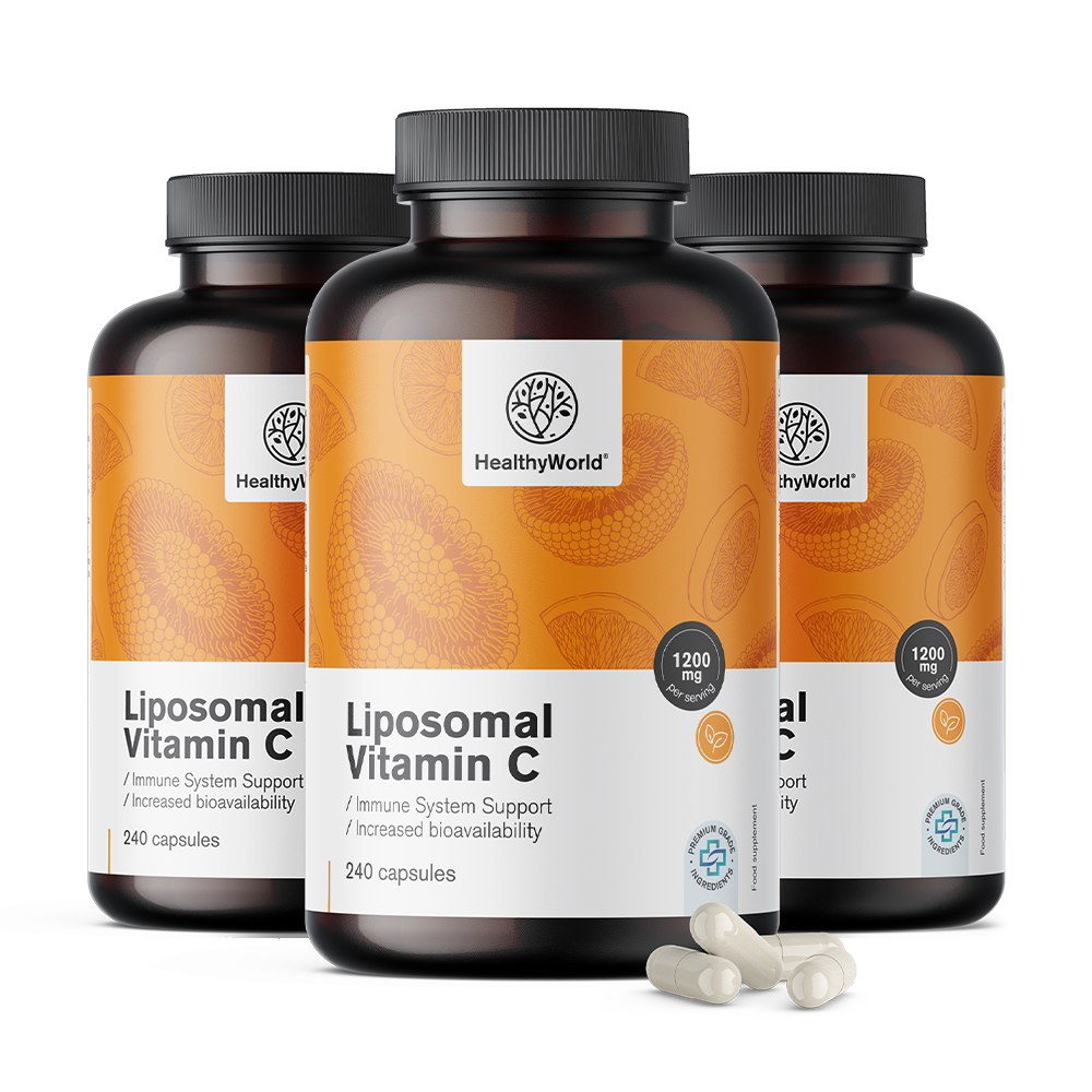 Lipozomală vitamina C 1200 mg cu extract de trandafir sălbatic.