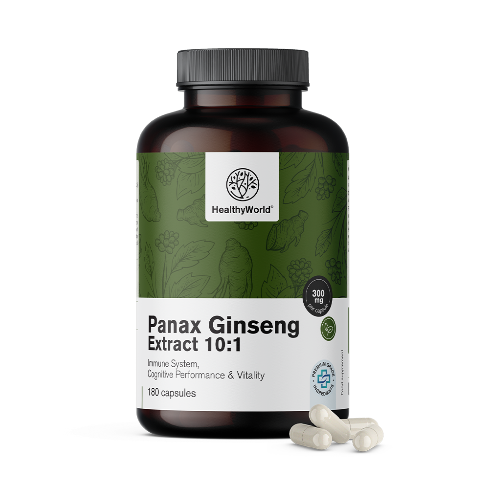 Panax Ginseng 300 mg - extract de ginseng 10:1 în capsule.