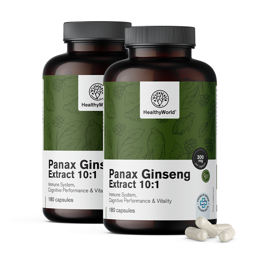 Panax Ginseng 300 mg - extract de ginseng 10:1 în capsule.