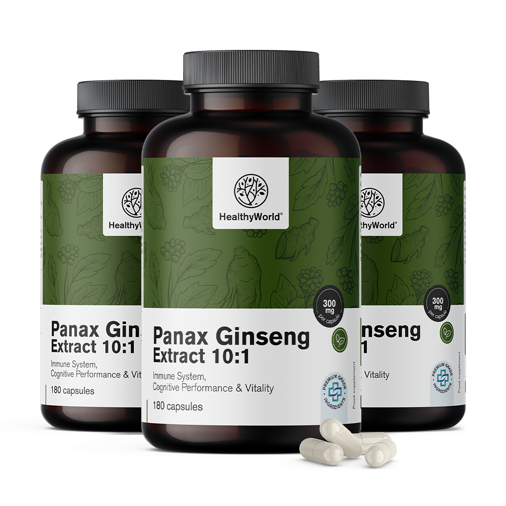 Panax Ginseng 300 mg - extract de ginseng 10:1 în capsule.